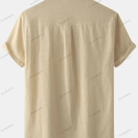 Мъжка памучна риза с яка и къс ръкав, 7цвята , снимка 13 - Ризи - 44901208