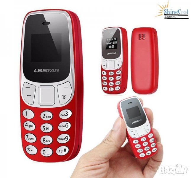 Мини телефон, BM10, с промяна на гласа, малък телефон, L8Star BM10, Nokia 3310 Нокия, червен , снимка 1