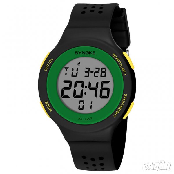 Нов дамски спортен часовник много функции черно зелено жълто, снимка 1