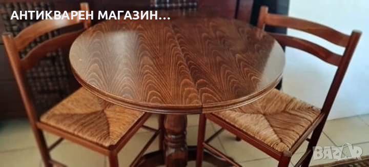 Комплект,разтегателна, кръгла маса за хранене  + 4 стола  , снимка 1