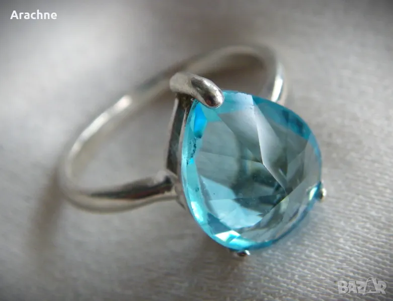 Сребърен западноевропейски пръстен с топаз, снимка 1