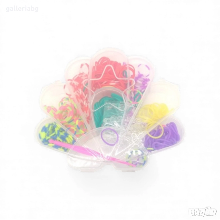 Комплект ластички за гривни в кутия сърце – цветни Loom bands, снимка 1