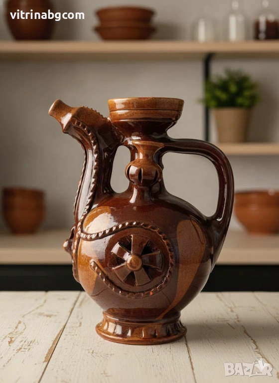 Троянска керамика- кана за вино, ракия, снимка 1