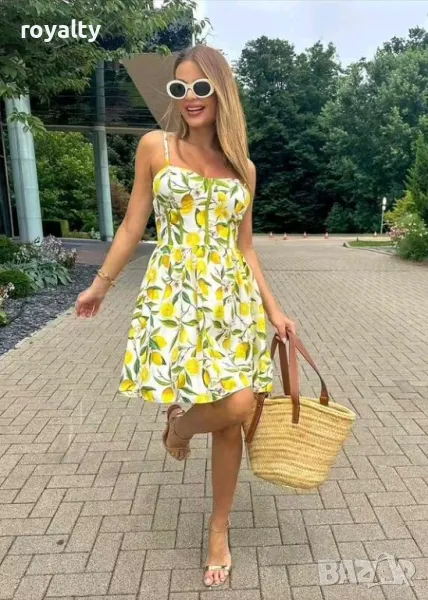 Бяла лятна рокля с лимони, снимка 1