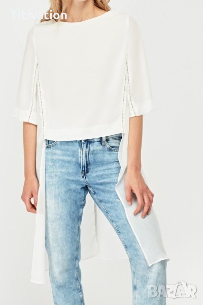Бяла асиметрична блуза, снимка 1