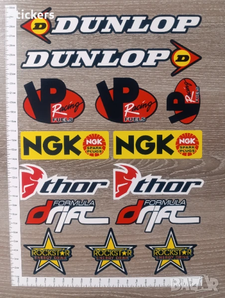 Стикери за мотор Dunlop VP NGK Thor Drift Rockstar Honda, снимка 1