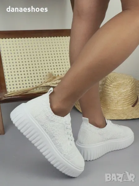 Дамски кецове от дантела на платформа , снимка 1