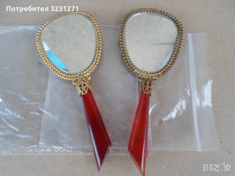 Рядък/ЛИМОЖ/ 2 старинни АРТ ДЕКО,дамски огледала Порцелан и Фатуран, снимка 1