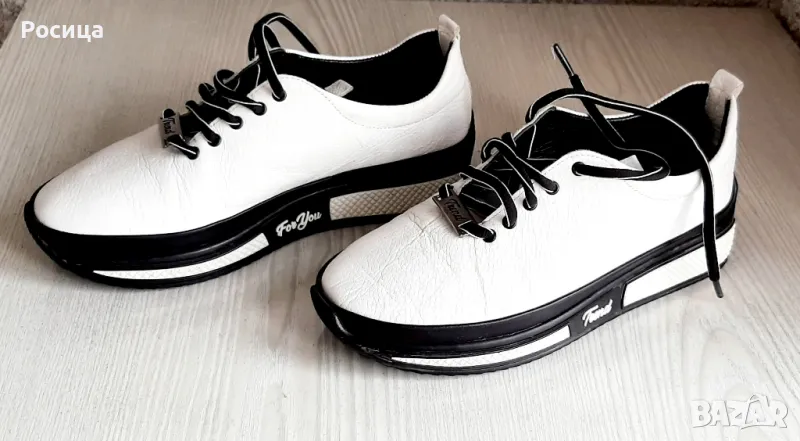 Дамски бели спортни обувки естествена кожа 37, снимка 1