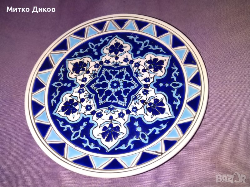 Порцеланова чиния за стена ръчно правена Родос Гърция фи 180мм, снимка 1