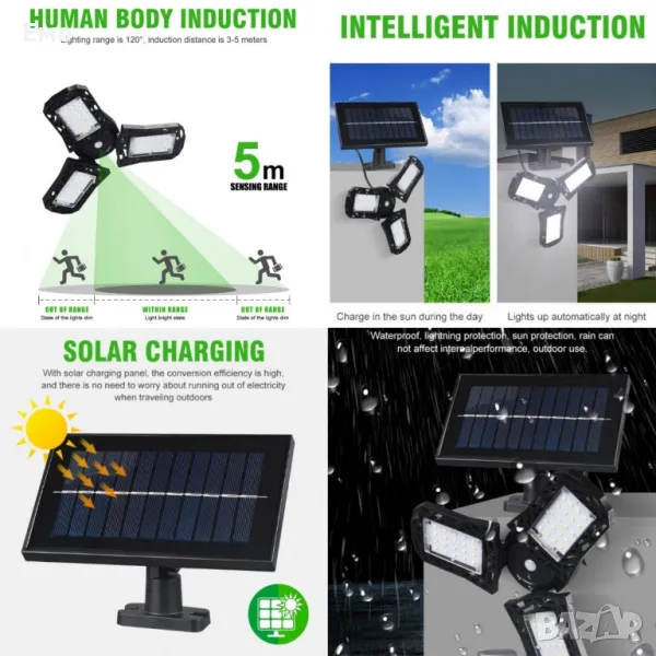 Слънчева соларна LED лампа за къмпинг и домакинство, снимка 1