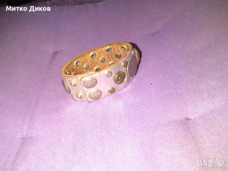 l'anatra metallica женска рокерска гривна маркова за ръка естествена кожа с орнаменти 208мм, снимка 1