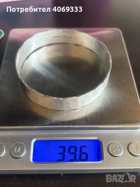 Твърда Сребърна дамска гривна 39.61гр, снимка 1