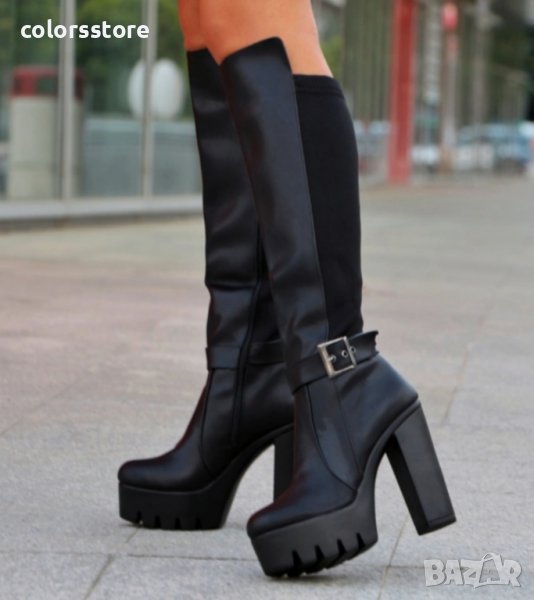 Ботуши на ток - черна кожа - 105-19, снимка 1