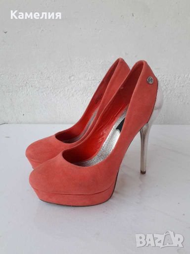 Коралови обувки на ток №37, снимка 1