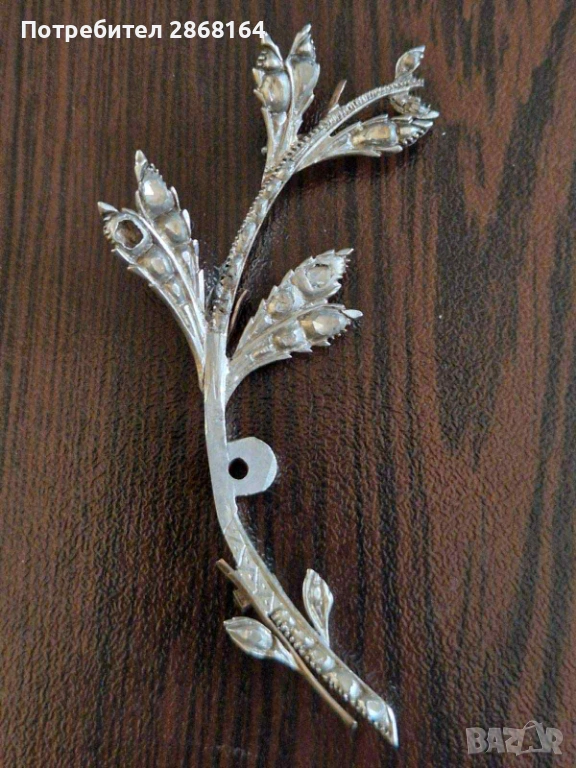 Много стара сребърна брошка, снимка 1
