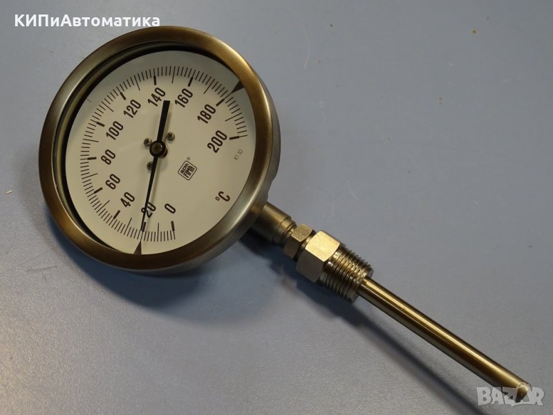 биметален термометър NUOVA FIMA Ø110 mm G1/2 KL1 0/+200°C L-85mm, снимка 1