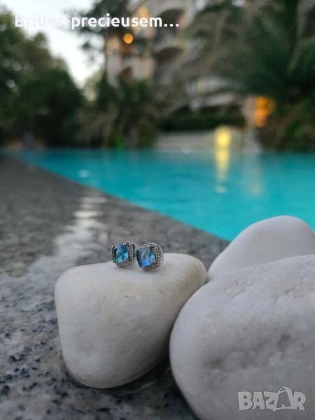 Обеци  в кралско синьо, снимка 1