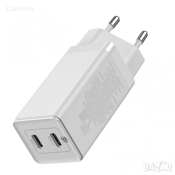 Baseus GaN Mini Quick Charger 45W - бързо зарядно устройство QC3.0, PD3.0, 2х USB-C, снимка 1