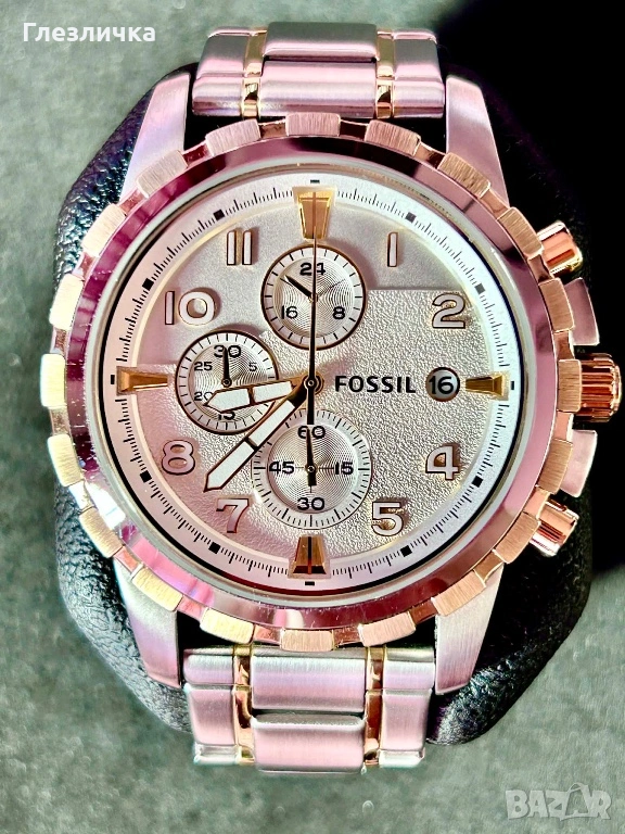 Оригинален часовник Fossil  с PVD позлата на безела и веригата., снимка 1