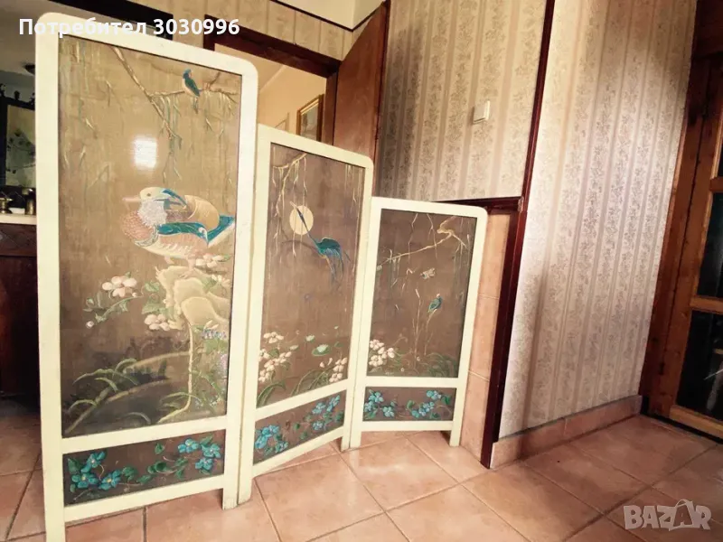 Параван сецесион, арт нуво, арт деко...около 100 годишен, снимка 1