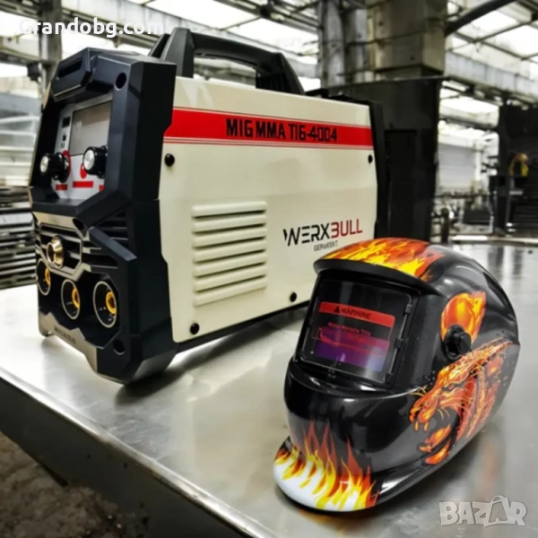 2в1 Телоподаващо Инверторен Електрожен 400А WERKBULL + подарък заваръчна соларна маска и кабели, снимка 1