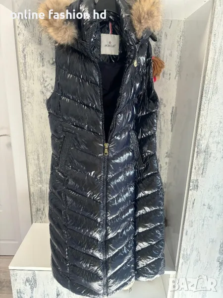 Дамски дълъг елек с естествен пух, снимка 1