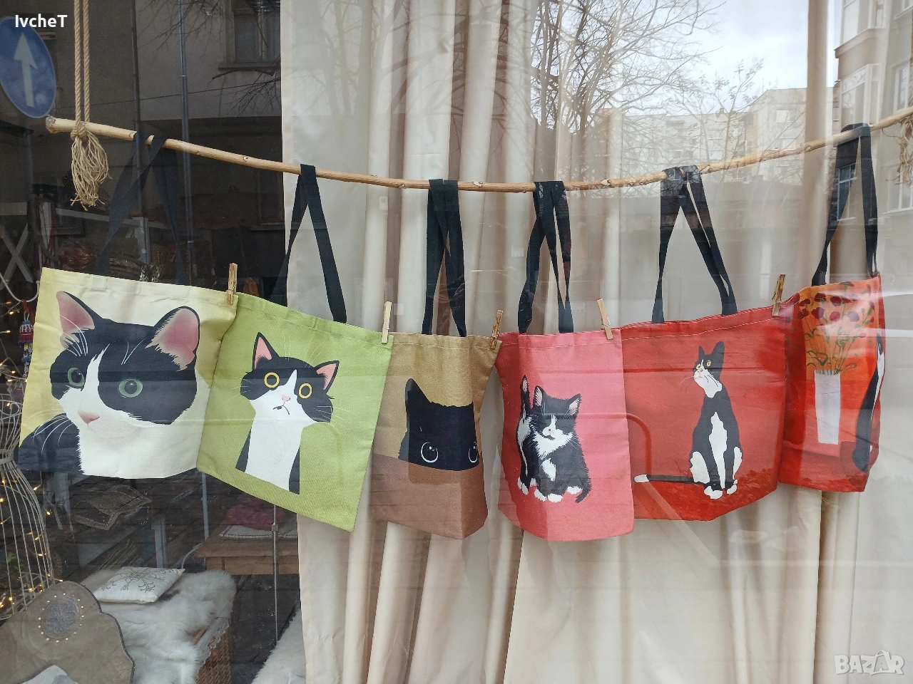 Торба Чанта с Котка Различни Цветове, снимка 1