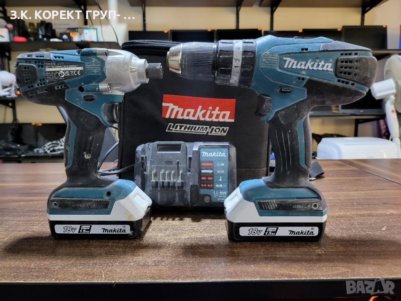 Комплект Акумулаторен ударен винтоверт 2бр Makita TD127D и HP457D, снимка 1