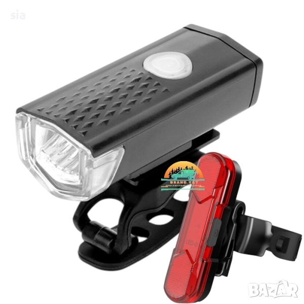 Фар за колело и стоп светлина, LED, черен, снимка 1