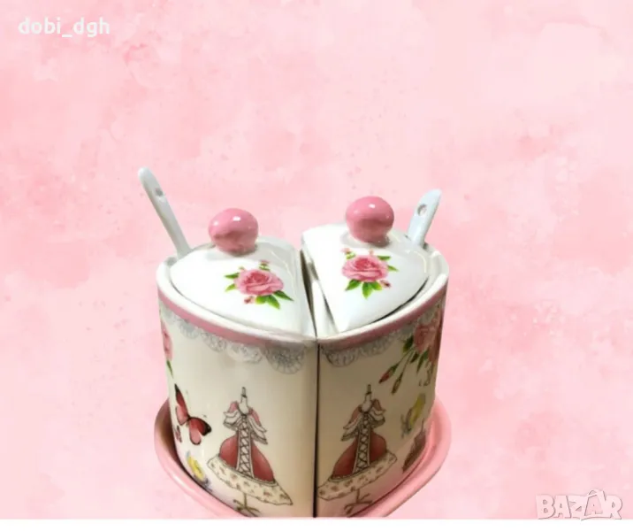 Порцеланова захарница с форма на сърце, снимка 1