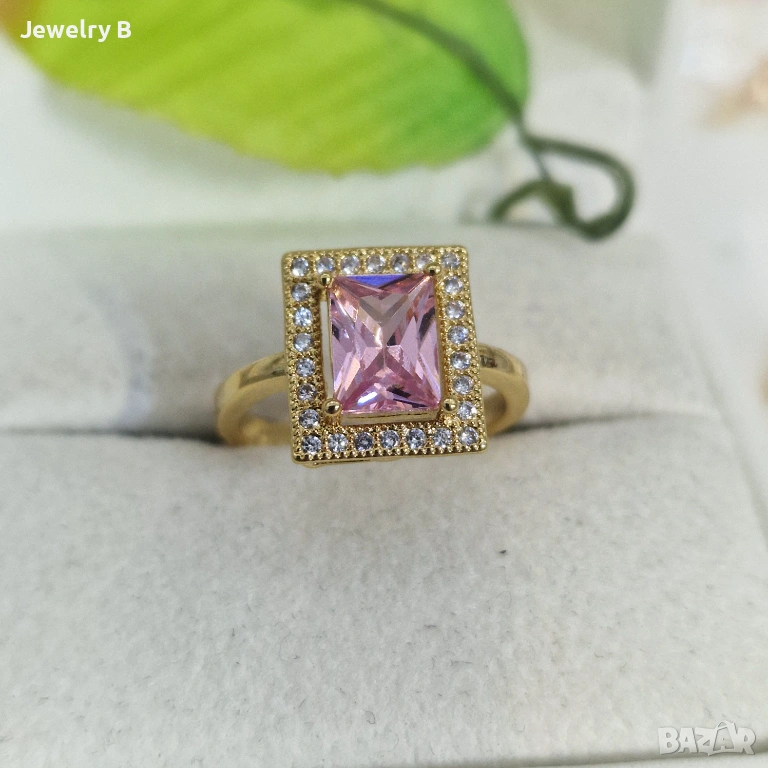 Дамски пръстен с розов камък, снимка 1