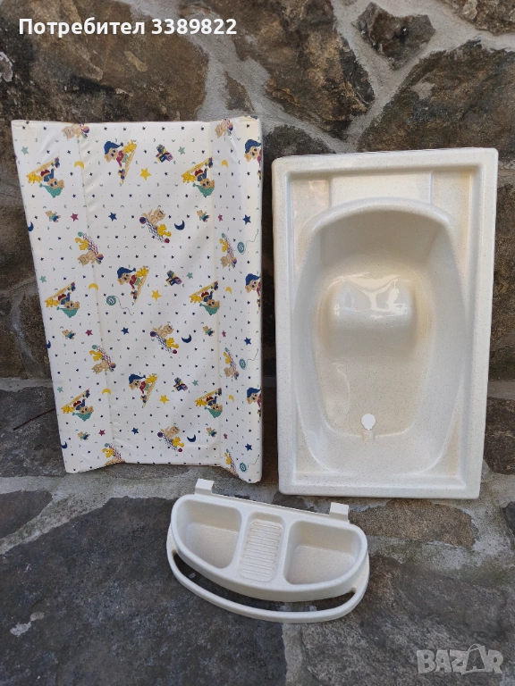 Бебешка вана и твърда подложка за повиване, снимка 1