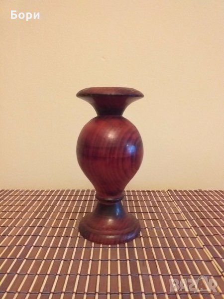 Стара дървена ваза-масивно дърво, снимка 1