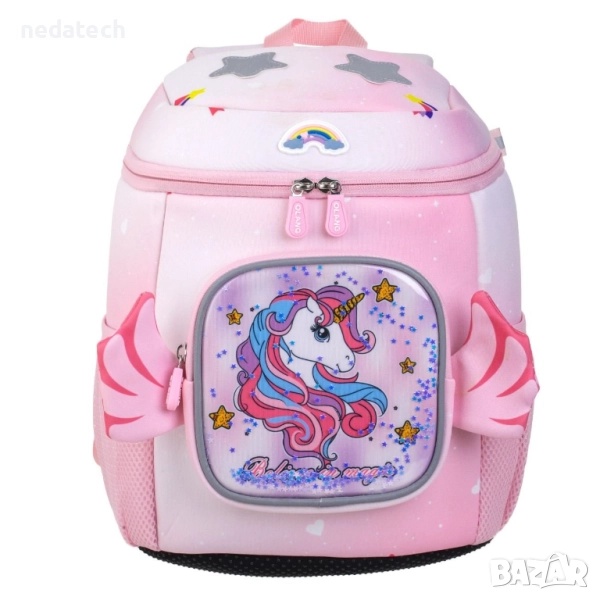 Ученическа раница еднорог, Розов, 24x16x33 см., снимка 1