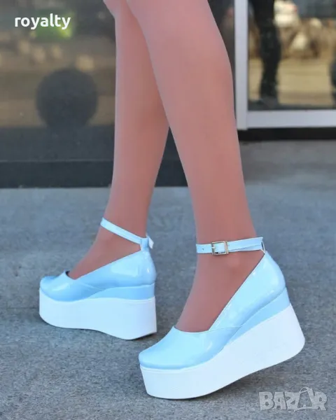 Обувки на платформа - Лак, снимка 1