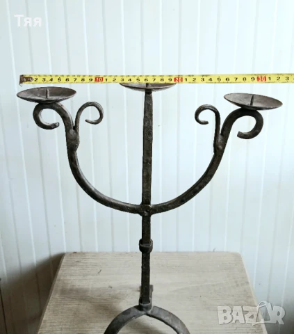Ковано желязо масичка и свещник, снимка 9 - Антикварни и старинни предмети - 50714986