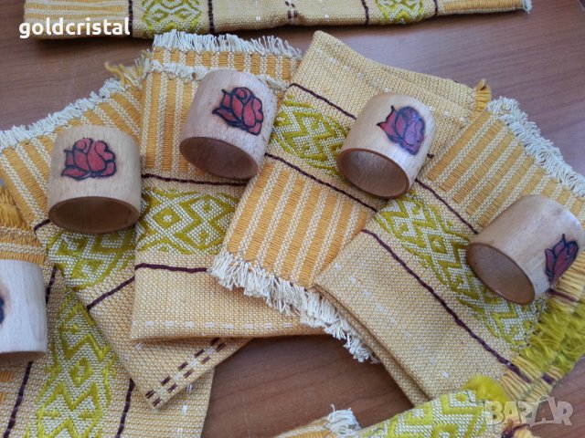 комплект за маса дървени рингове и кърпи, снимка 2 - Покривки за маси - 38275201