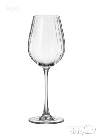 Комплект 6 чаши за вино Bohemia Columba Optic, Кристални, 400 мл