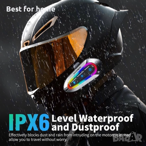 Слушалки за мотоциклетна каска VCOROS VR2 с 16-цветни RGB светлини, снимка 5 - Слушалки и портативни колонки - 52694292