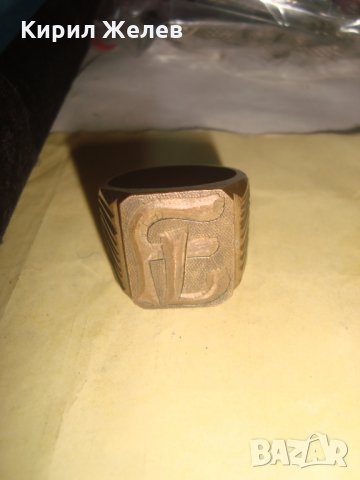 ОГРОМЕН БРОНЗОВ АРТ ДЕКО ПРЪСТЕН с МОНОГРАМ FL и ПЕЧАТИ за ЗЛАТО 18К 750 РЯДЪК за КОЛЕКЦИЯ 26800, снимка 4 - Пръстени - 34896308