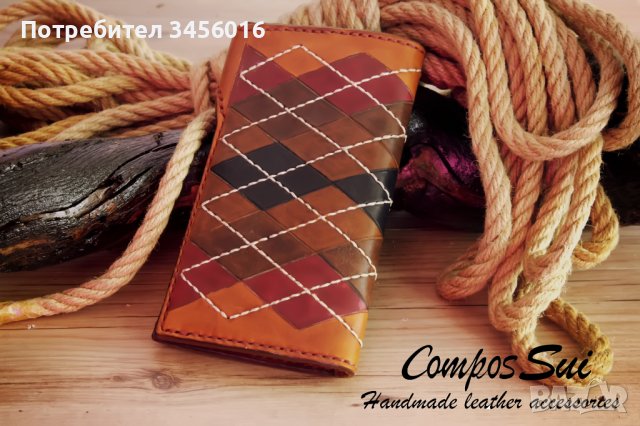 Портфейл от естествена кожа, ръчна изработка, снимка 2 - Портфейли, портмонета - 39965395