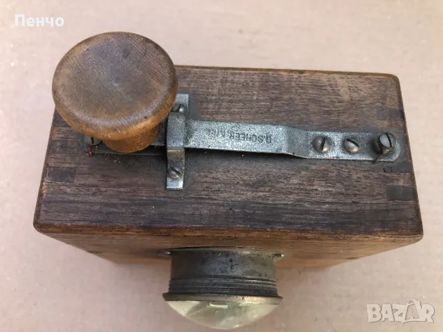 стара военна, морзова лампа /морзов манипулатор/ "G. SCHEER, KIEL" - WWI-WWII - GERMANY, снимка 3 - Антикварни и старинни предмети - 50105519