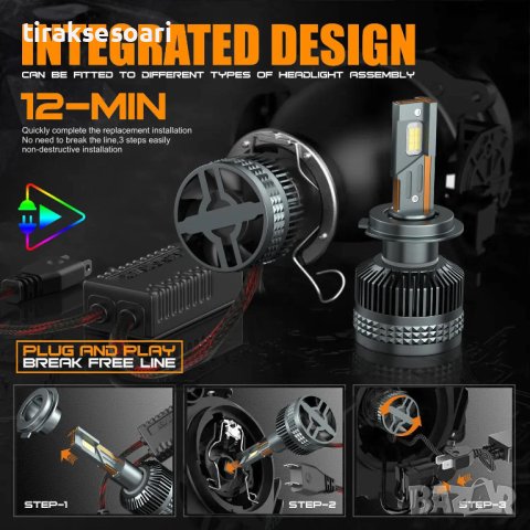 1 ГОДИНА ГАРАНЦИЯ 320W 50000LM LED Диодни крушки H7 12V/24V – X20 LED, снимка 2 - Аксесоари и консумативи - 43000165