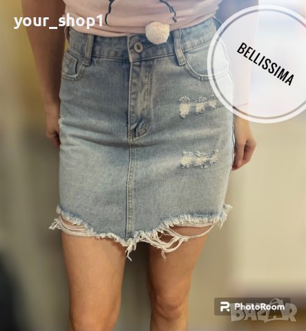 Дънкова пола висока талия , снимка 1