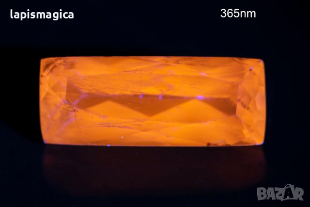 Жълт сподумен 4.35ct флуоресцентен багета шлифовка, снимка 4 - Други - 43024743