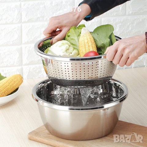 КОМПЛЕКТ КУПА С ЦЕДКА 2В1,ИНОКС,РАЗМЕР-24СМ ,ИНДУКЦИЯ, снимка 7 - Съдове за готвене - 40507209