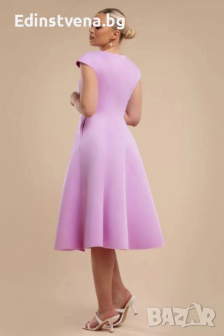 Дамска елегантна лилава рокля GODDIVA с А-линия и секси деколте, снимка 2 - Рокли - 53160892