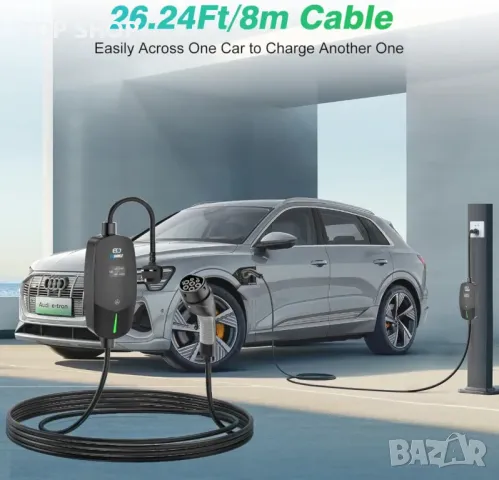 EVDANCE EV зарядно тип 2, 8 метра, 6/8/10/13A, регулируем ток, IP66, снимка 4 - Аксесоари и консумативи - 49937553