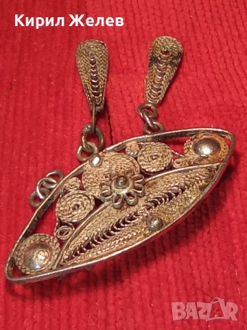 СТАРИННА ФИЛИГРАННА СРЕБЪРНА ВЪЗРОЖДЕНСКА БРОШКА РЪЧНА ИЗРАБОТКА 34412, снимка 3 - Антикварни и старинни предмети - 39507605